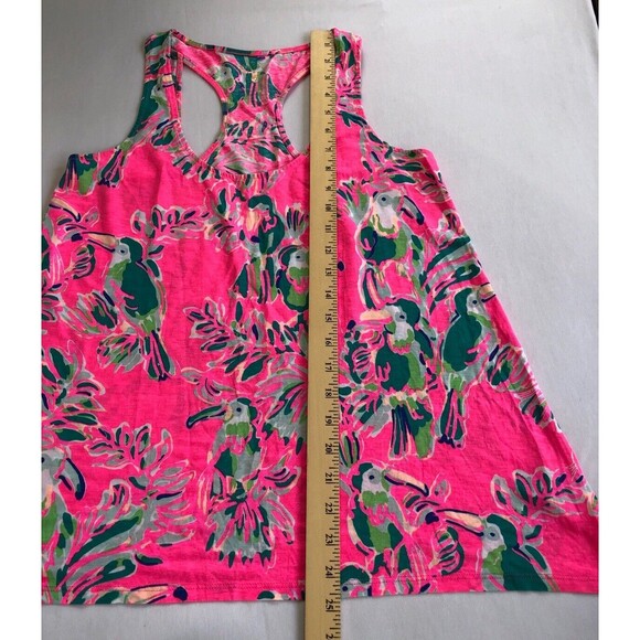 Lilly Pulitzer Monterey Tank Top Toucan Parrot Bird Pink Small Racerback - Picture 9 of 12
